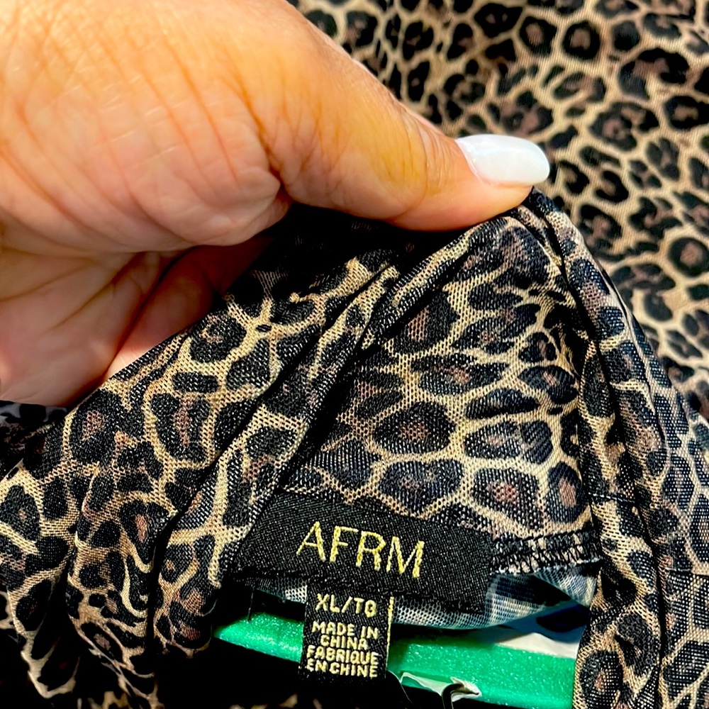 AFRM Leopard Shailene Mesh MIDI dress L